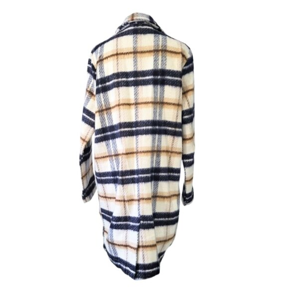 DIP Blue & White Striped Plaid Coat With Pockets - New With Tags Women's Size XL - Picture 3 of 9